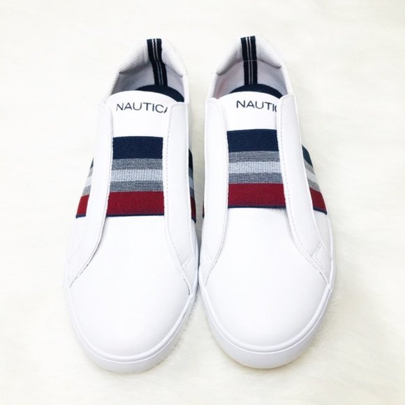 Nautica Shoes - NWOT Nautica Bennet 2 White Slip-on Sneakers Stripes 9.5